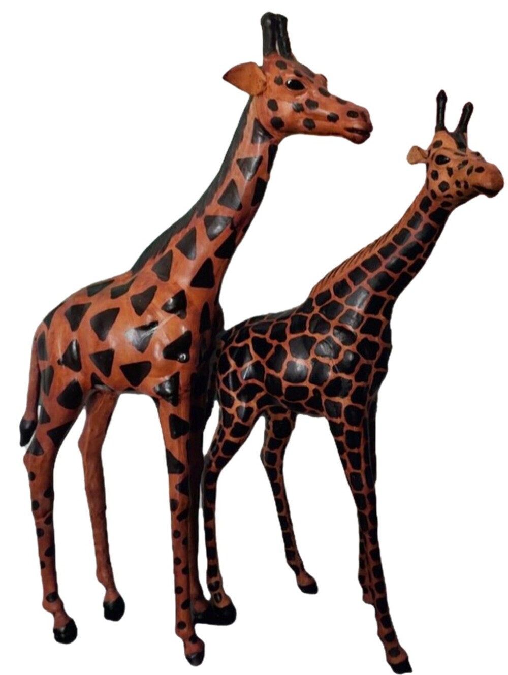 Pair Of MCM Leather Wrapped Giraffes